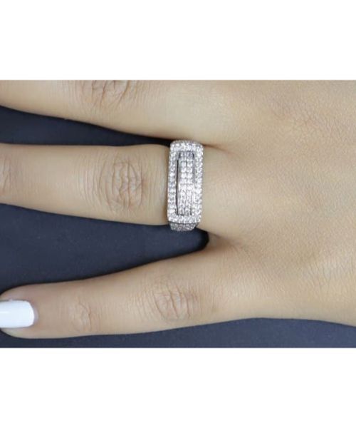 3Diamonds Clove Ring 912 Fashion Rings Platinum Plated 16 Mm - Silver