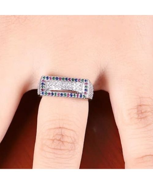 3Diamonds Clove Ring 912 Fashion Rings Platinum Plated 16 Mm - Multicolor
