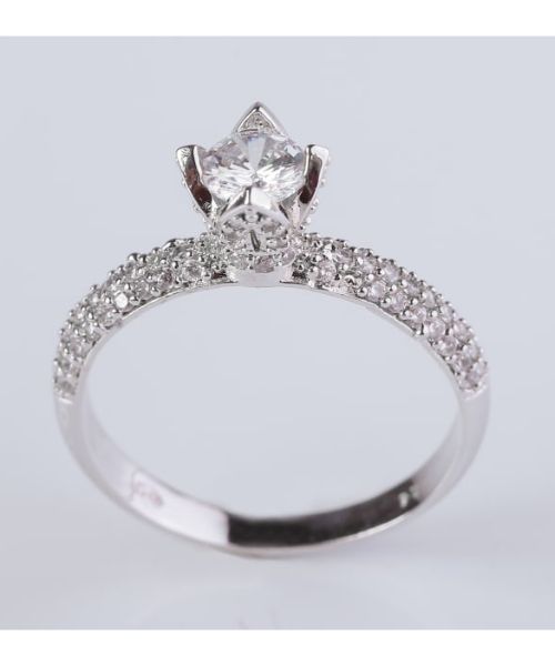 3Diamonds Clove Ring 601 Fashion Rings Platinum Plated 16 Mm - Silver