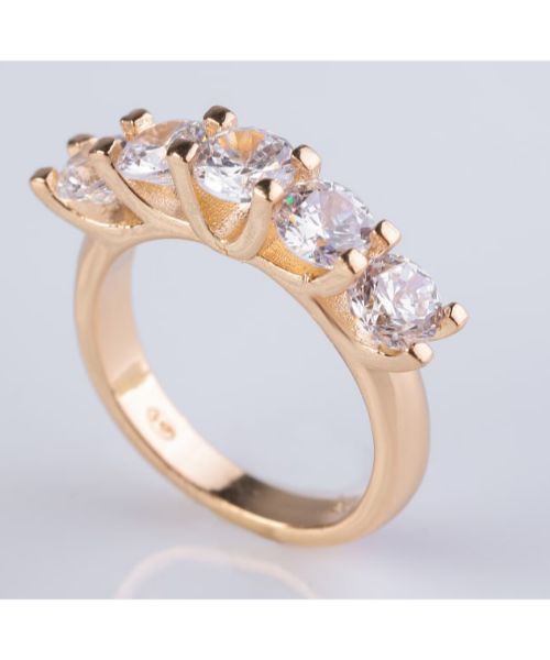 3Diamonds Clove Ring 514 Fashion Rings Gold Plated 18 Mm - Gold