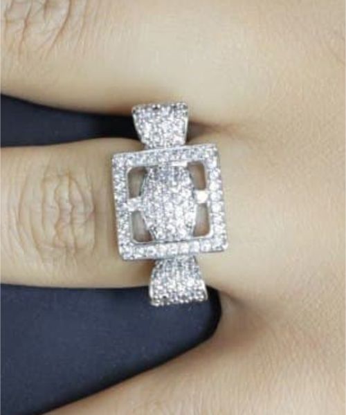 3Diamonds Clove Ring 902 Fashion Rings Platinum Plated 17 Mm - Silver