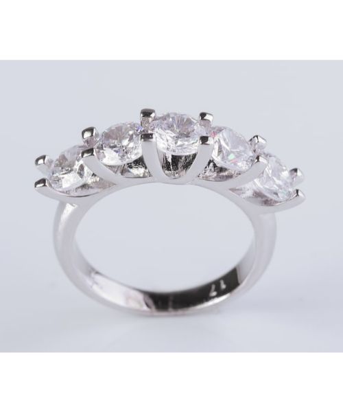 3Diamonds Clove Ring 514 Fashion Rings Platinum Plated 19 Mm - Silver