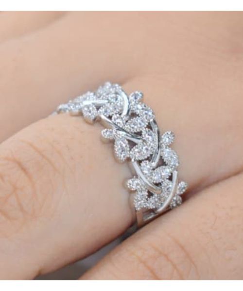 New 925 Sterling Silver Platinum Plated Cubic Zirconia Lovers Rings - Love  Rings