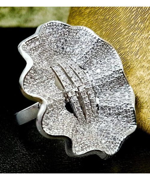 3Diamonds Clove Ring 302 Fashion Ring Platinum Plated 17 Mm - Silver