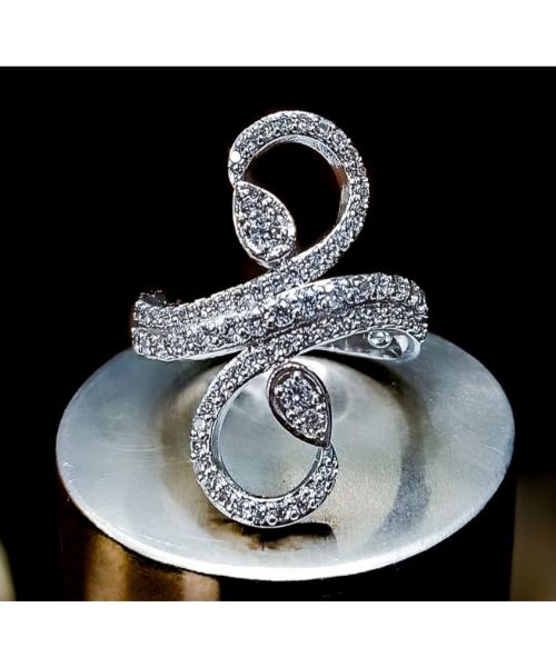 Zevrr 92.5 Sterling Silver Swarovski Zirconia Platinum Plated Designer Ring  For Women at Rs 100/gram | New Items in New Delhi | ID: 19995557555