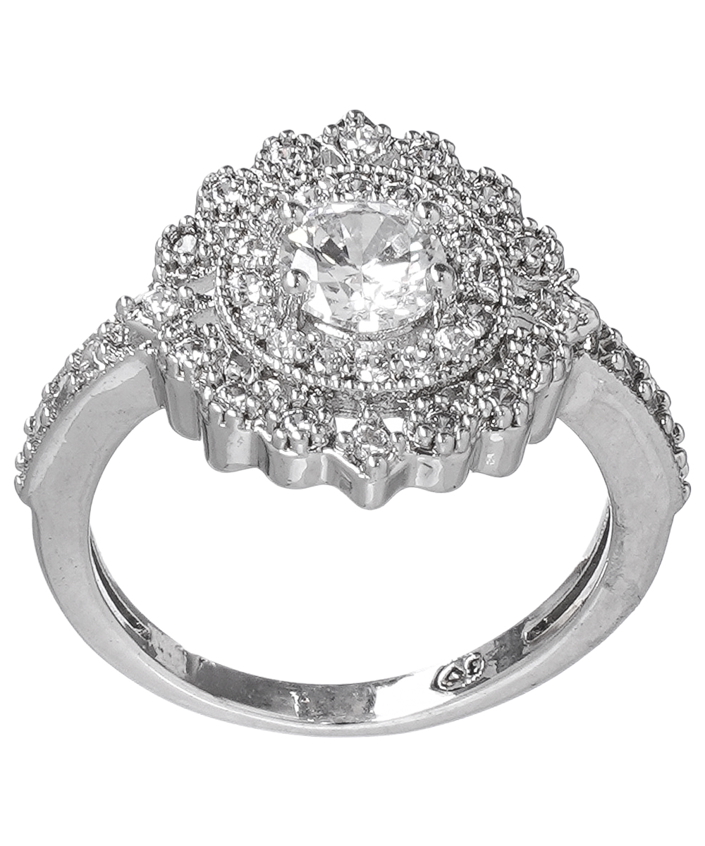 3 Diamonds Fashion Ring Casual Zircon stone For Women Size 18 - Silver