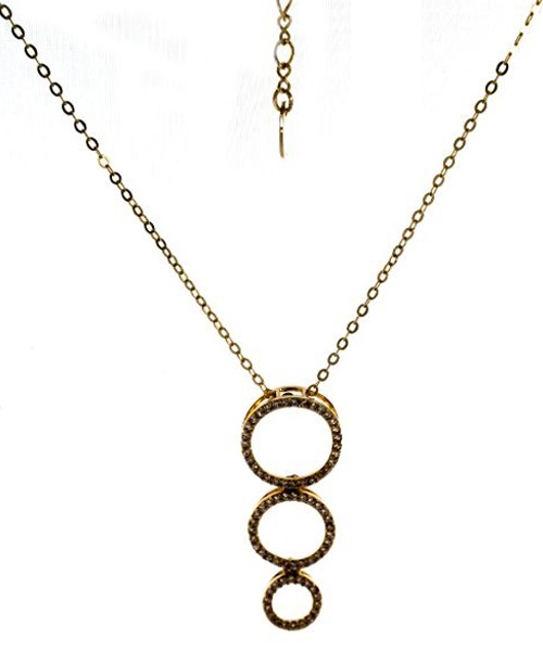 3 Diamonds Circular Chain For Girls With Zircon Stone - Gold