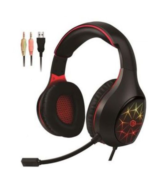 Standard Wired Headphone For Gaming Consoles Over Ear - Red & Black