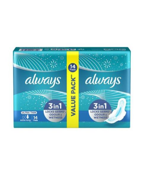 Always Ultra Thin Delight Sanitary Pads Extra Long - 14 Pieces