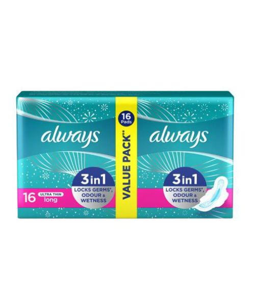 Always Ultra Thin Delight Sanitary Pads Long - 16 Pieces