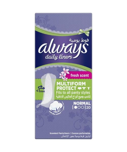 Always Daily Liners Multiform Protect Fresh Scent - 20 Pieces