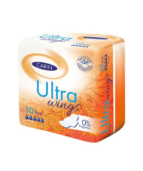Carin Sanitary Pads Ultra Wings 0% Perfume - 10 Pieces