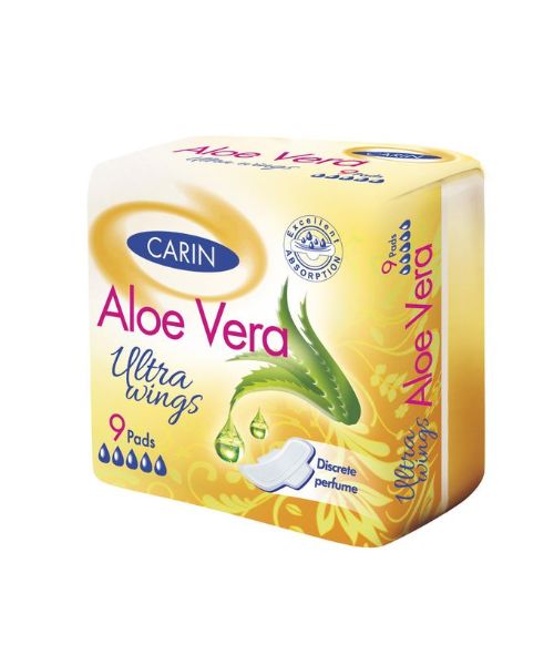 Carin Sanitary Pads Ultra Wings Aloe Vera Discrete Perfume - 9 Pieces