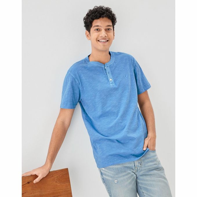 American Eagle Slim Fit Oxford ButtonUp T-Shirt Round Neck Short