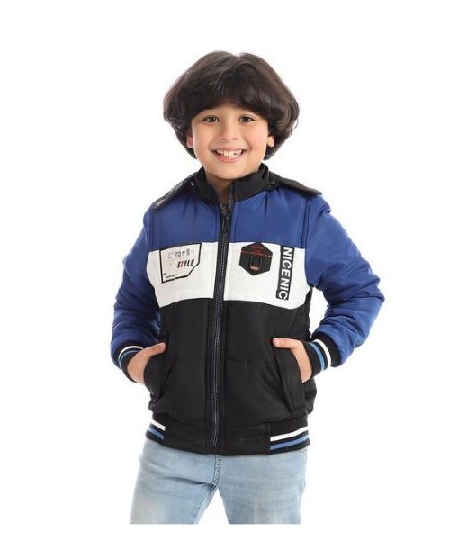 Andora Side Pockets winter Zip hooded Puffer Jacket For Boys - Multicolor