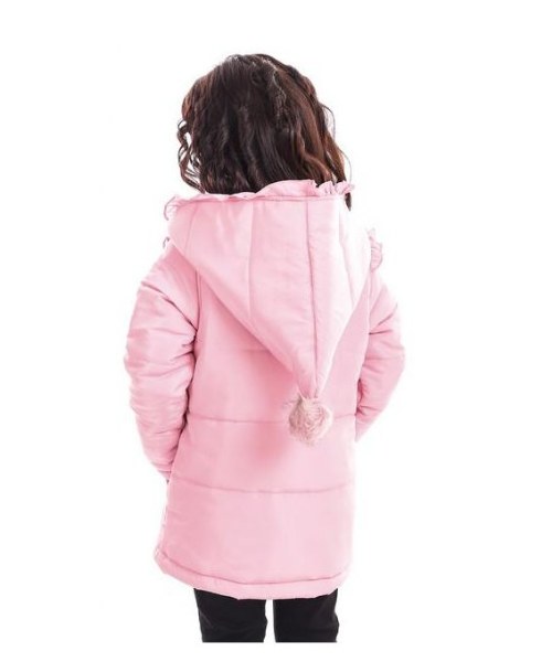 Andora winter Zipper hooded Ruffle Jacket Maxi For Girls - Rose
