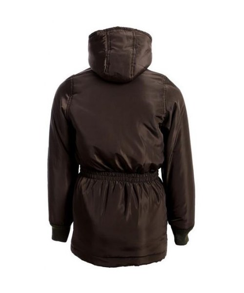 Andora Printed Zipper winter hooded Jacket Maxi For Girls - Dark Brown