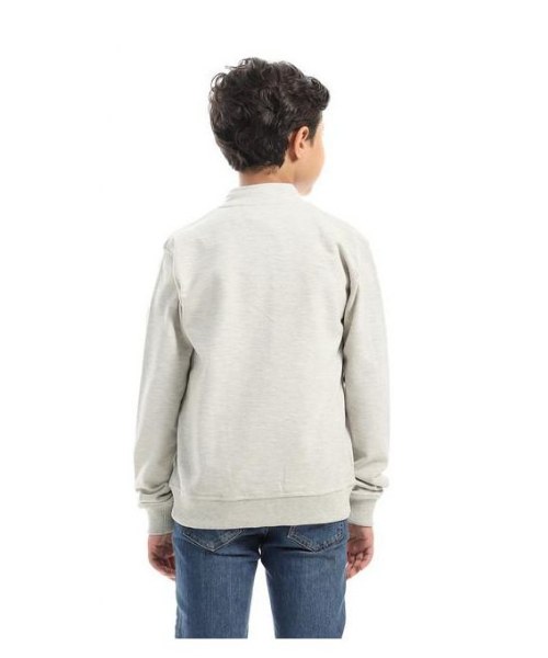 Andora Heather Midi Length Zipper winter Jacket For Boys - Off White