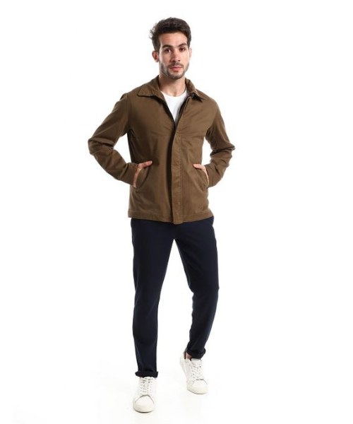 Andora Zipped Midi Length winter Jacket For Men - Brown