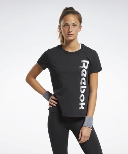 Reebok Essentials Graphic Tee Short Sleeve Round Neck Sport For Women - Black