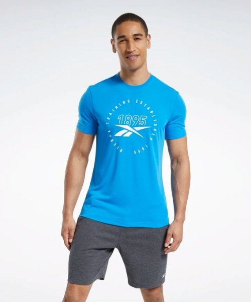 Emociónate Perforación diente Reebok Speedwick Graphic Tee Short Sleeve Round Neck Training T-Shirt For  Men - Light Blue