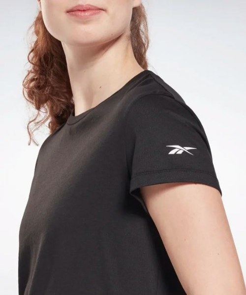 Reebok Short Sleeve Round Women - For Neck T-Shirt Black Training