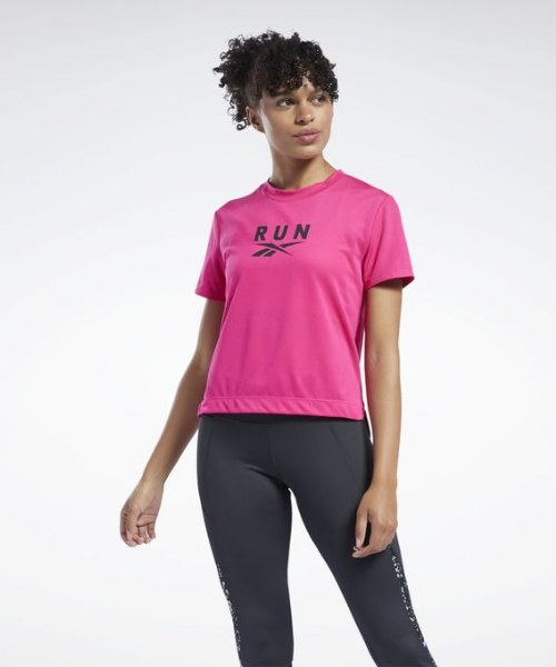Landbrug slids hvorfor Reebok Run Speedwick Short Sleeve Round Neck Running T-Shirt For Women -  Pink
