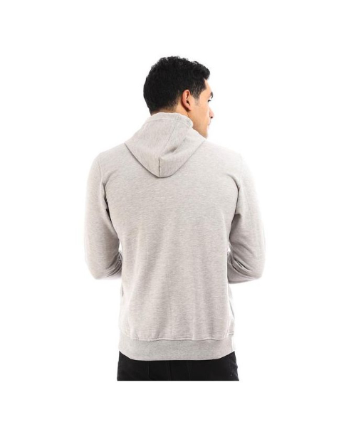 Andora Full Sleeve Round Neck With Kangaroo Pocket Solid Fleece Hoodie For  Men - Grey