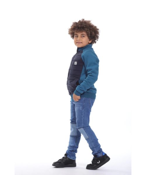 Ktk Winter Zip Up Pockets Jacket For Boys - Turquoise