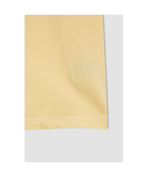 Defacto Short Sleeve Shirt Neck Cotton Polo For Men - Yellow