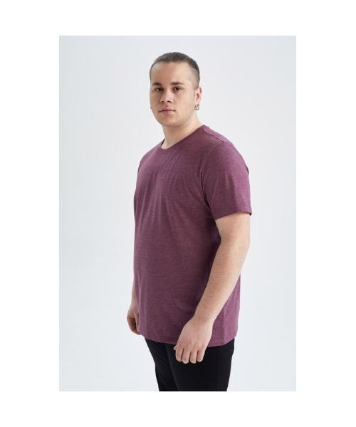 Defacto Short Sleeve Round Neck T-Shirt For Men - Purple