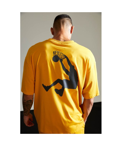 Defacto Short Sleeve Round Neck Cotton T-Shirt For Men - Yellow