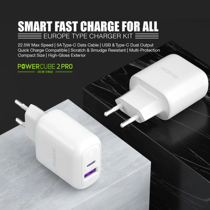 oraimo PowerCube 3 Pro 18W Fast Charging Charger Kit with Lightning Cable