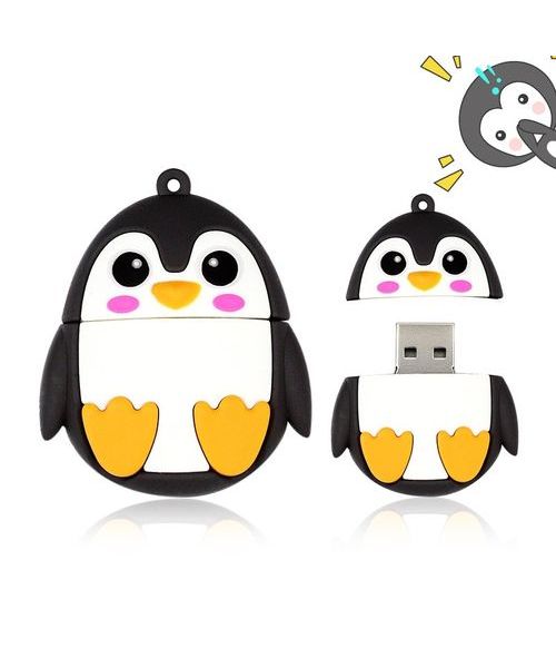 Microdrive Zy17292774 Micro USB 2.0 Memory On Cute Penguin Shape 64 GB White Black