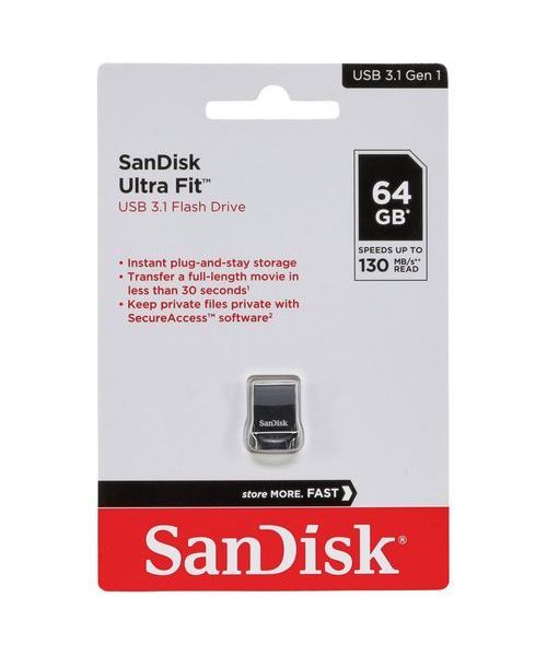 Sandisk Sdcz430-064G-G46 Ultra Fit USB 3.0 Flash Memory 64 GB - Black