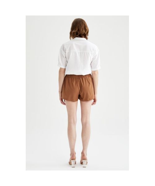 Defacto Casual Wide Leg Drawstring Short For Women - Brown