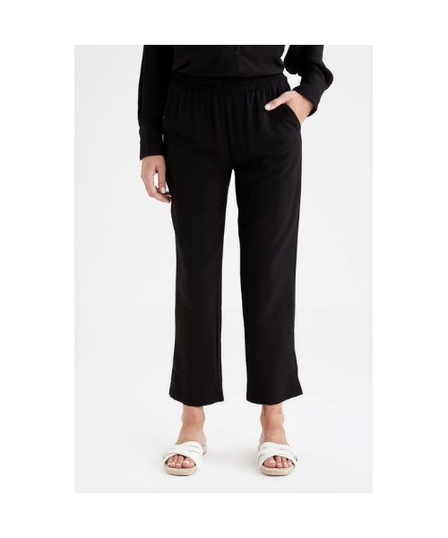 Defacto Woven Straight Trousers For Women - Black