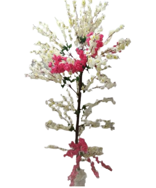  Artificial Tree Decoration With Apricot Leaves 150 Cm - Pink White