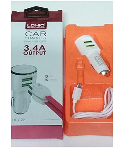 LDNIO DL-C29 3.4 A Dual Port USB with Micro Cable Car Charger