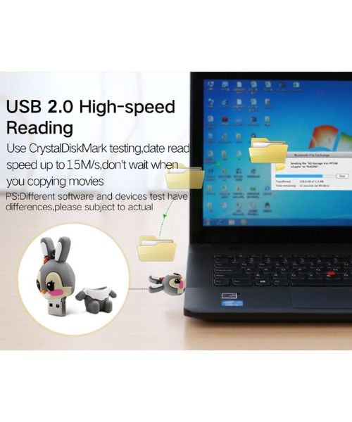 Microdrive ZY17010607H 8GB USB 2.0 Cute Rabbit Flash Memory - Grey