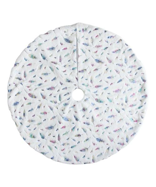 Christmas Tree Feathers Mat For Decoration 90Cm - White 