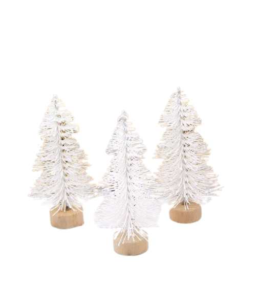 Small Pine Tree Mini Christmas Trees For Decoration 6Cm 10 Pc - White