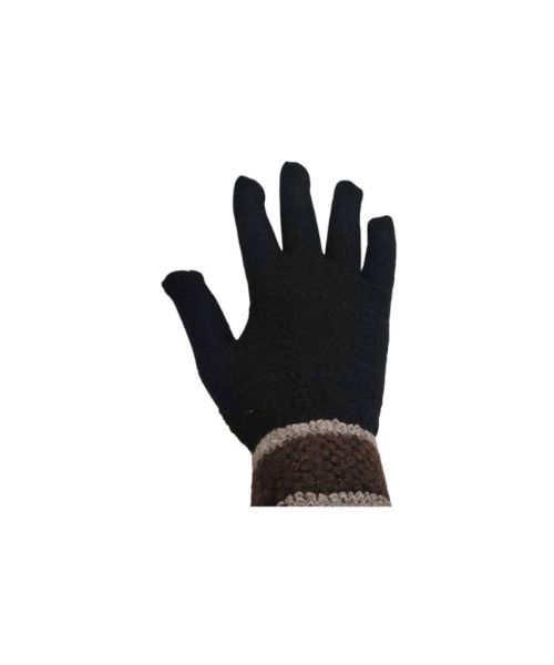 Winter Full Finger Wool Gloves For Men - Black Brown