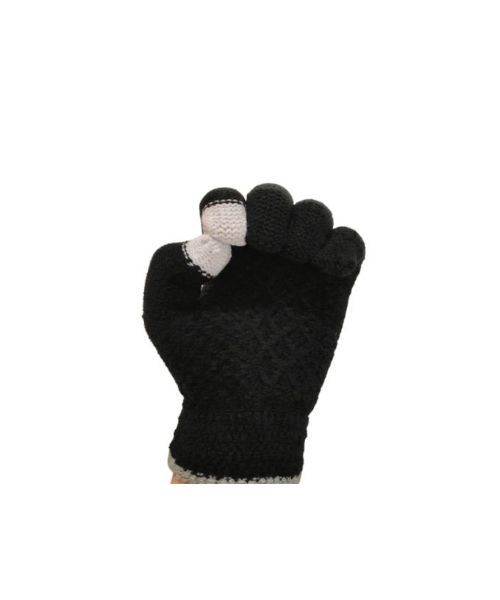 Winter Full Finger Gloves And There Finger Touch Screen Tips For Men - Black