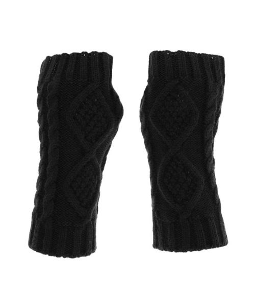 Winter Knit Fingerless Gloves For Women - Black
