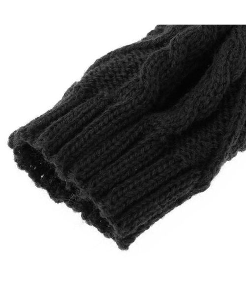Winter Knit Fingerless Gloves For Women - Black