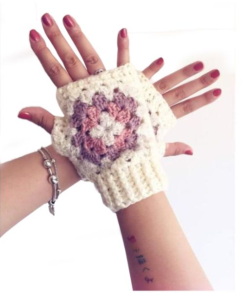 Winter Fingerless Wool Crochet Gloves For Women - Multi Color