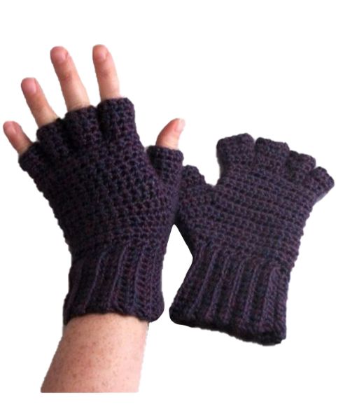 Winter Half Finger Wool Gloves For Women - Purple