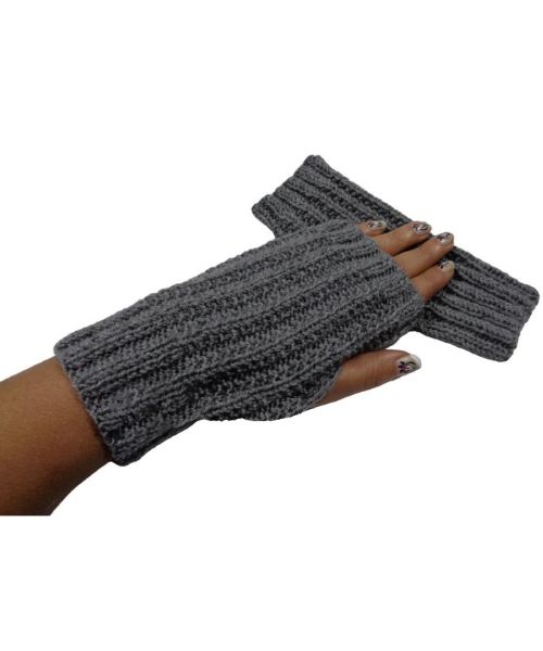 Koki Unique Handmade Half Finger Wool Gloves For Women - Dark Grey