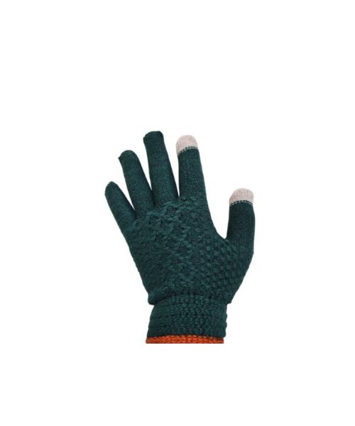 Winter Full Finger Gloves And There Finger Touch Screen Tips For Men - Green